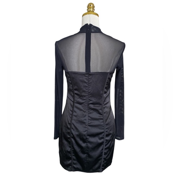 Guess Women’s Black Bodycon Long Sleeve Sheath Cocktail Mini Dress Size S Goth - Picture 4 of 7